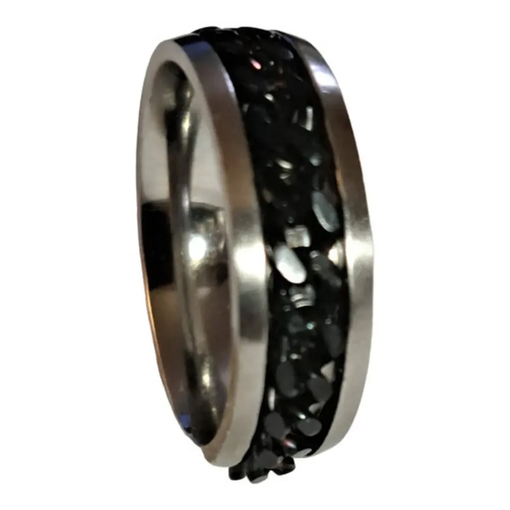 New 316L stainless steel black chain spinning ring‎ size 13